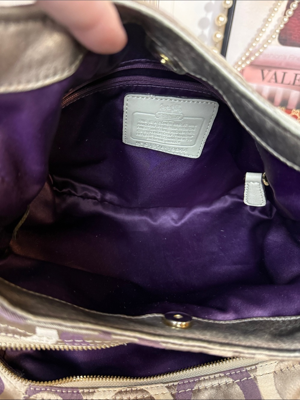 Coach Op Art Glam C1276-19844 Purple Satin Lined Metallic Bronze Shoulder Bag - Picture 7 of 12